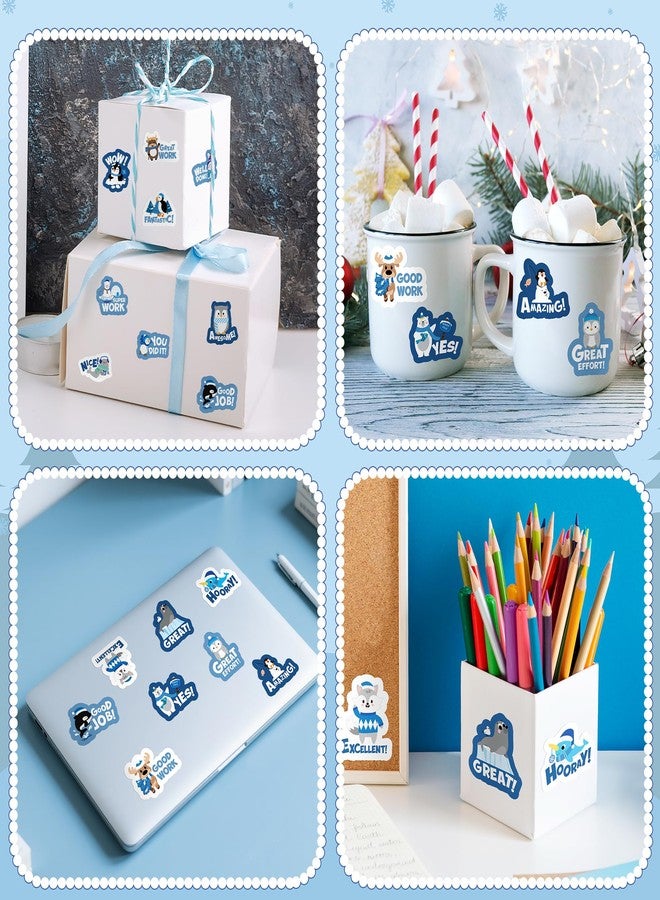 BeYumi Winter Polar Animal Sticker - 1000Pcs Teacher Reward Stickers in 2 Rolls Cute Arctic Animal Motivational Positive Xmas Decal Waterproof Vinyl School Classroom Office Bottle Party Decor for Kids - Image 5